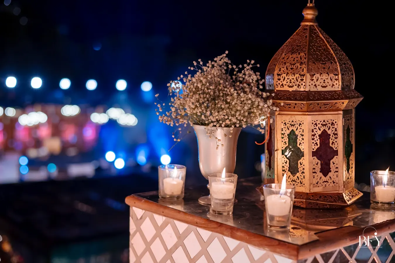 Reception décor detail at a luxury Jaipur palace setting