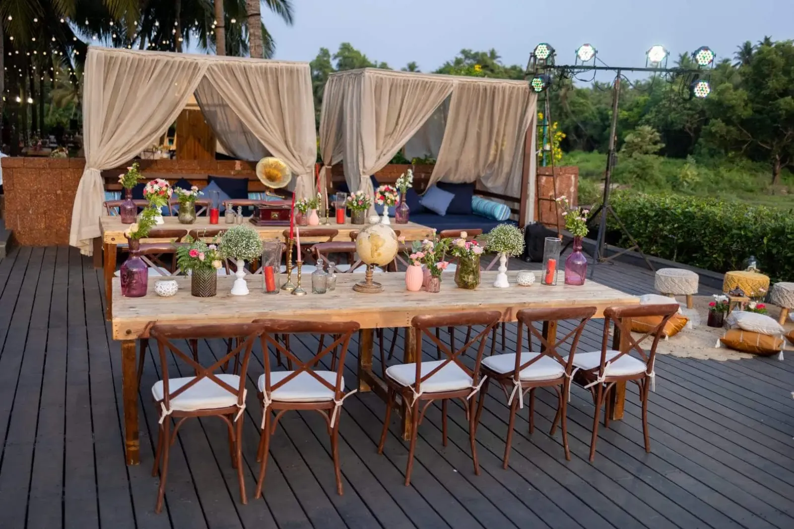 Pool deck decor setup at Alila Diwa Goa