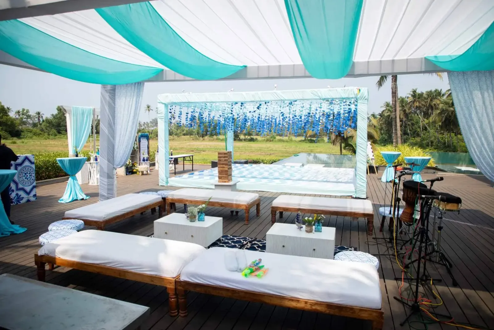 Poolside mehendi setup at Alila Diwa Goa