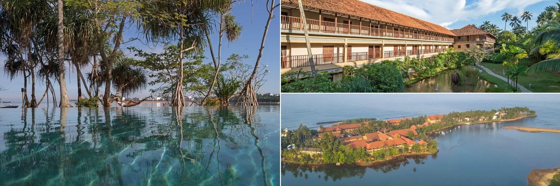 Anantara Kalutara Resort beachfront and lagoon at golden hour on Sri Lanka's south-west coast
