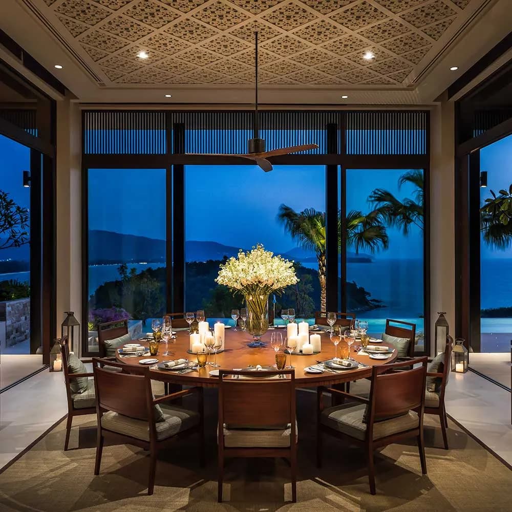 Beachfront ceremony and sunset setting on the private Layan Beach cove at Anantara Layan Phuket Resort