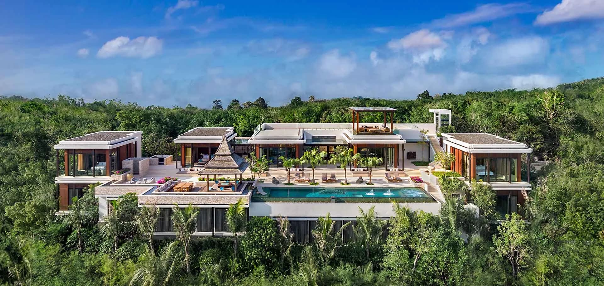 Layan Residences terrace event setting with Andaman Sea views for sangeet at Anantara Layan Phuket
