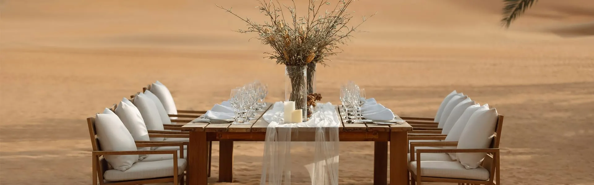 Wedding ceremony and reception setting at Anantara Qasr Al Sarab Desert Resort, Abu Dhabi