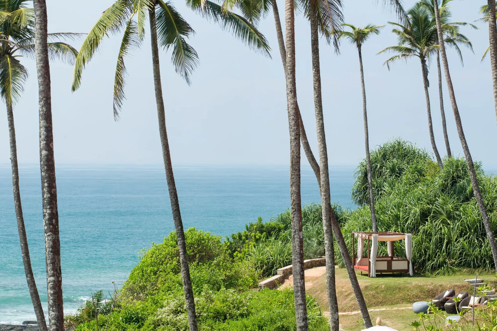 Cape Weligama clifftop headland and the Indian Ocean at golden hour, Sri Lanka