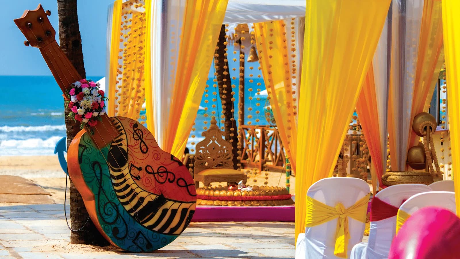 Outdoor celebration setup on the lawns at Caravela Beach Resort Goa