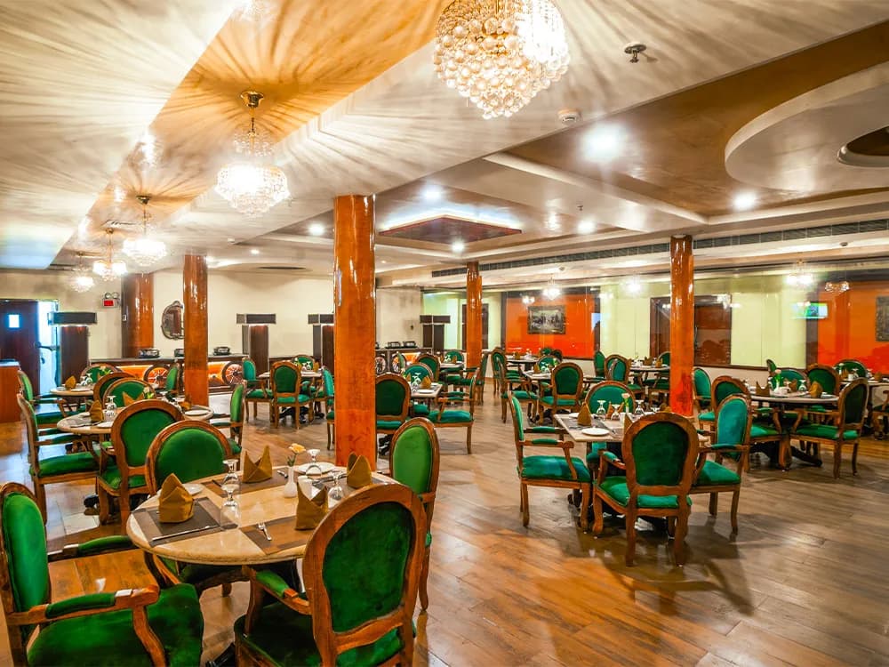 Thar desert cuisine and royal Rajasthani hospitality presentation at Chokhi Dhani The Palace Hotel restaurant