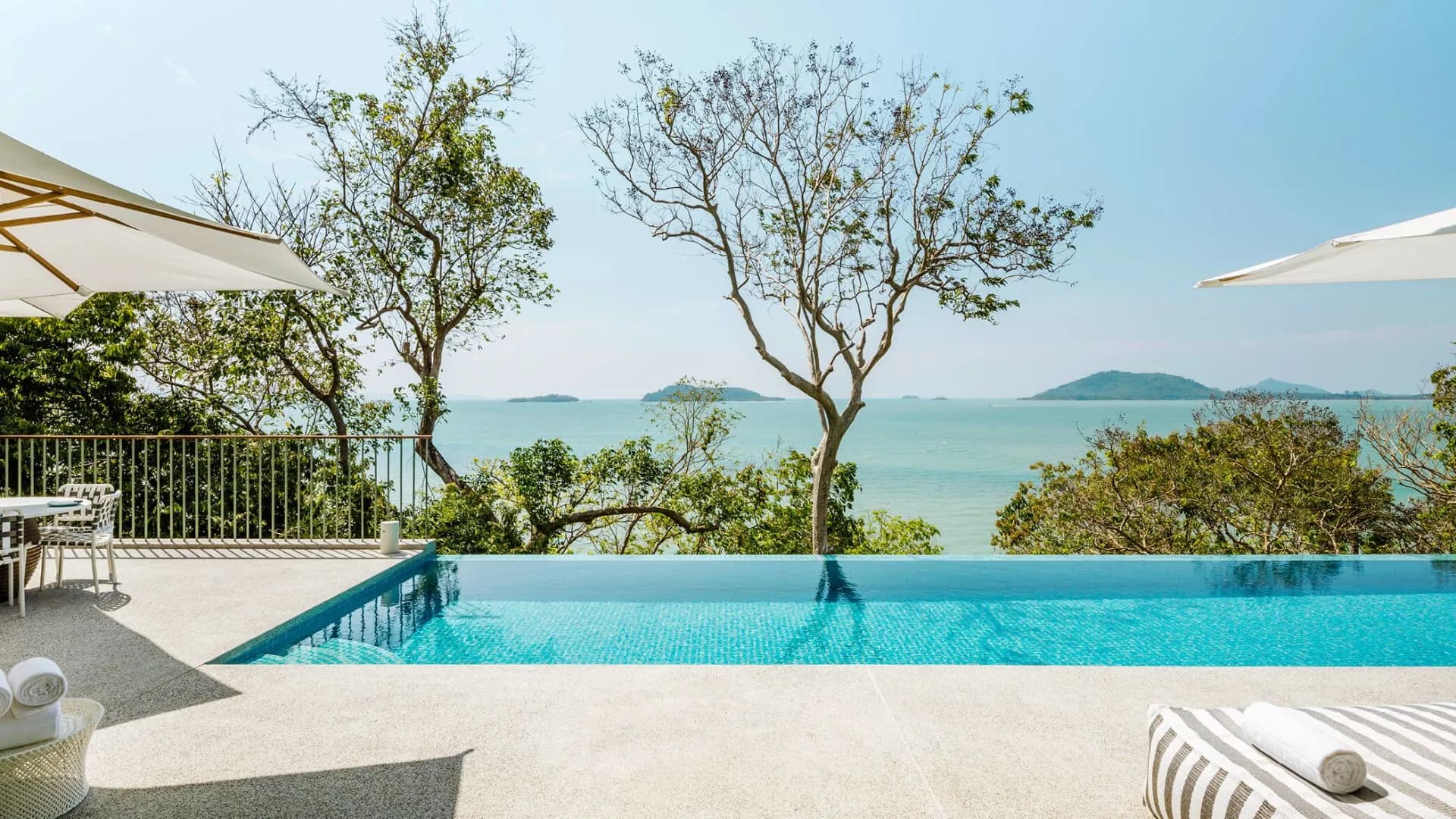 Private pool villa with sundeck and infinity pool overlooking the Andaman Sea at COMO Point Yamu Phuket