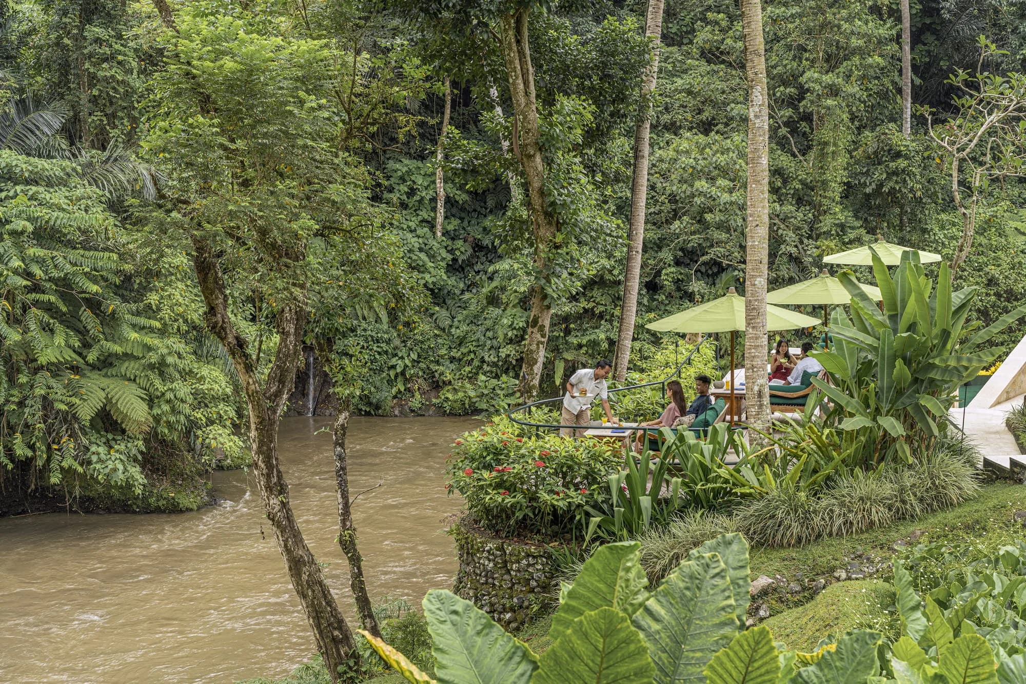 Traditional Balinese blessing ceremony in the Ayung River valley at Four Seasons Resort Bali at Sayan Ubud Bali