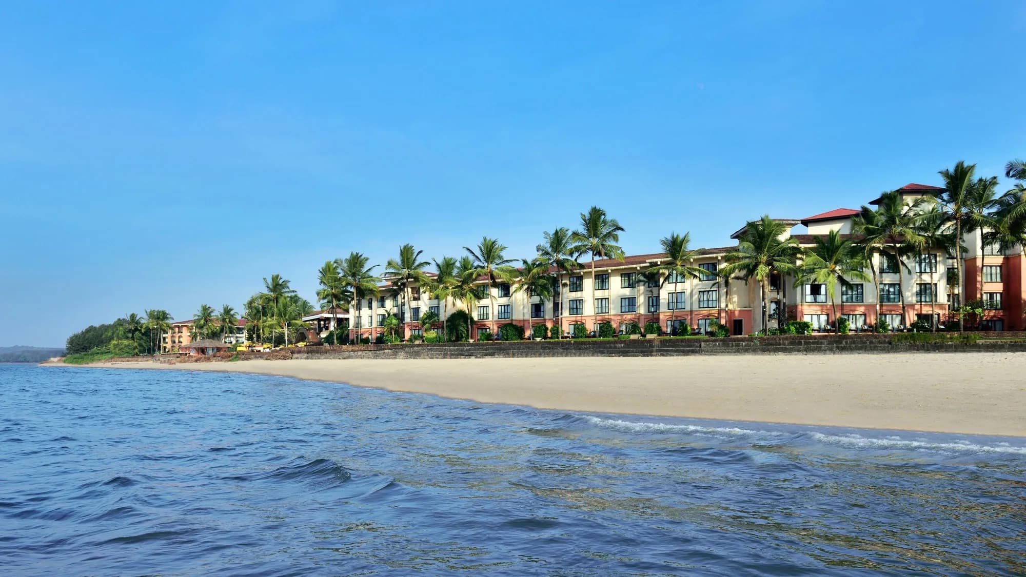 Goa Marriott Resort and Spa sea-facing resort setting on Miramar Beach in Panaji