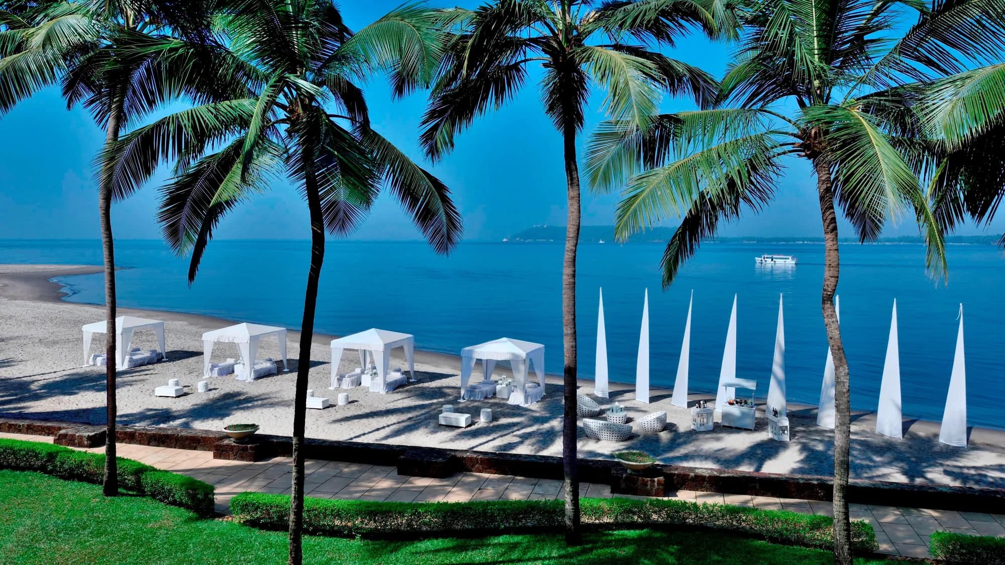 Miramar beachfront setting at Goa Marriott Resort and Spa, Panaji