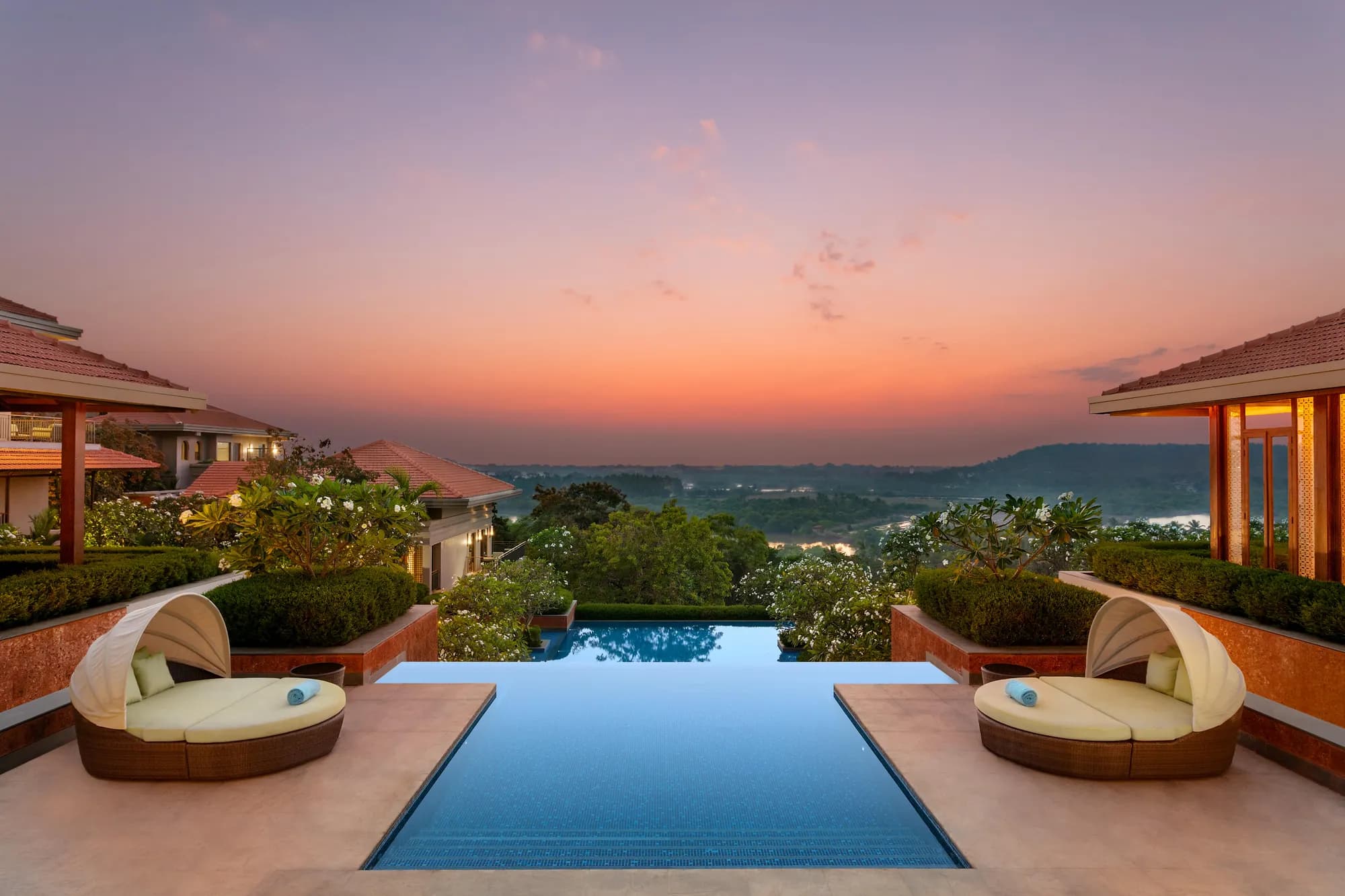 Hilton Goa Resort hilltop resort setting overlooking the Nerul River in Candolim