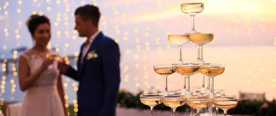 Western-style wedding ceremony setup by the sea at InterContinental Koh Samui Resort, Taling Ngam