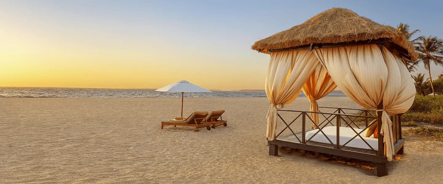 Arossim Beach beachfront ceremony setting at ITC Grand Goa