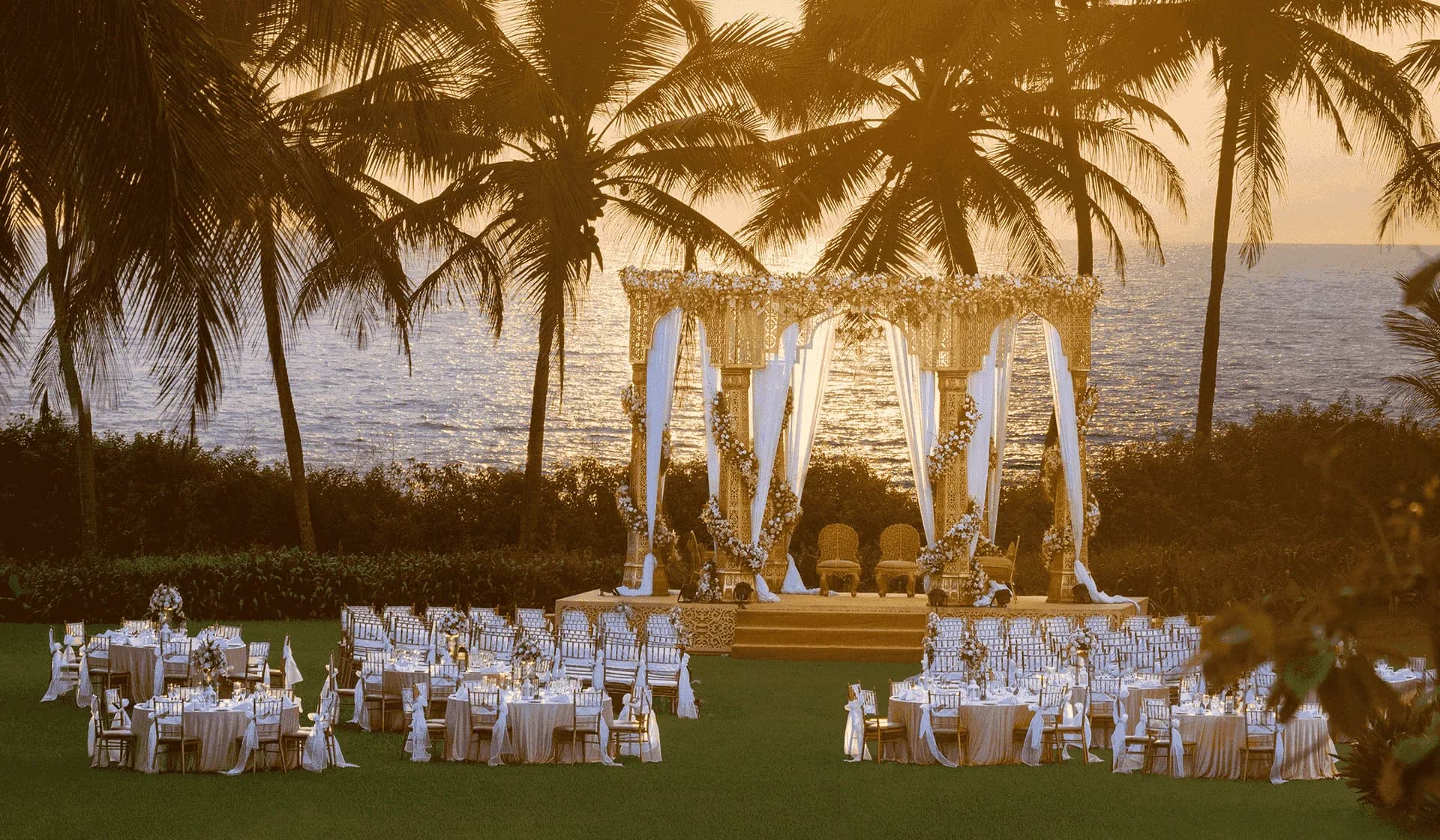 Outdoor wedding event setup at ITC Grand Goa, South Goa