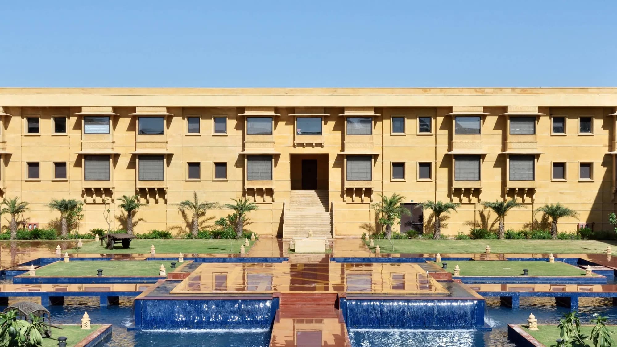 Oasis Courtyard ceremony and mandap setting at Jaisalmer Marriott Resort and Spa