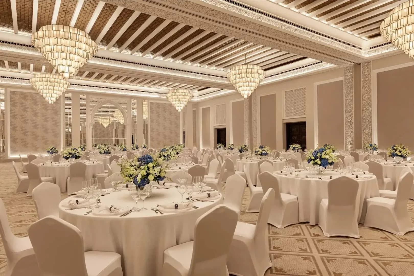 Fine-dining banquet service and hospitality detail at Madinat Jumeirah Dubai