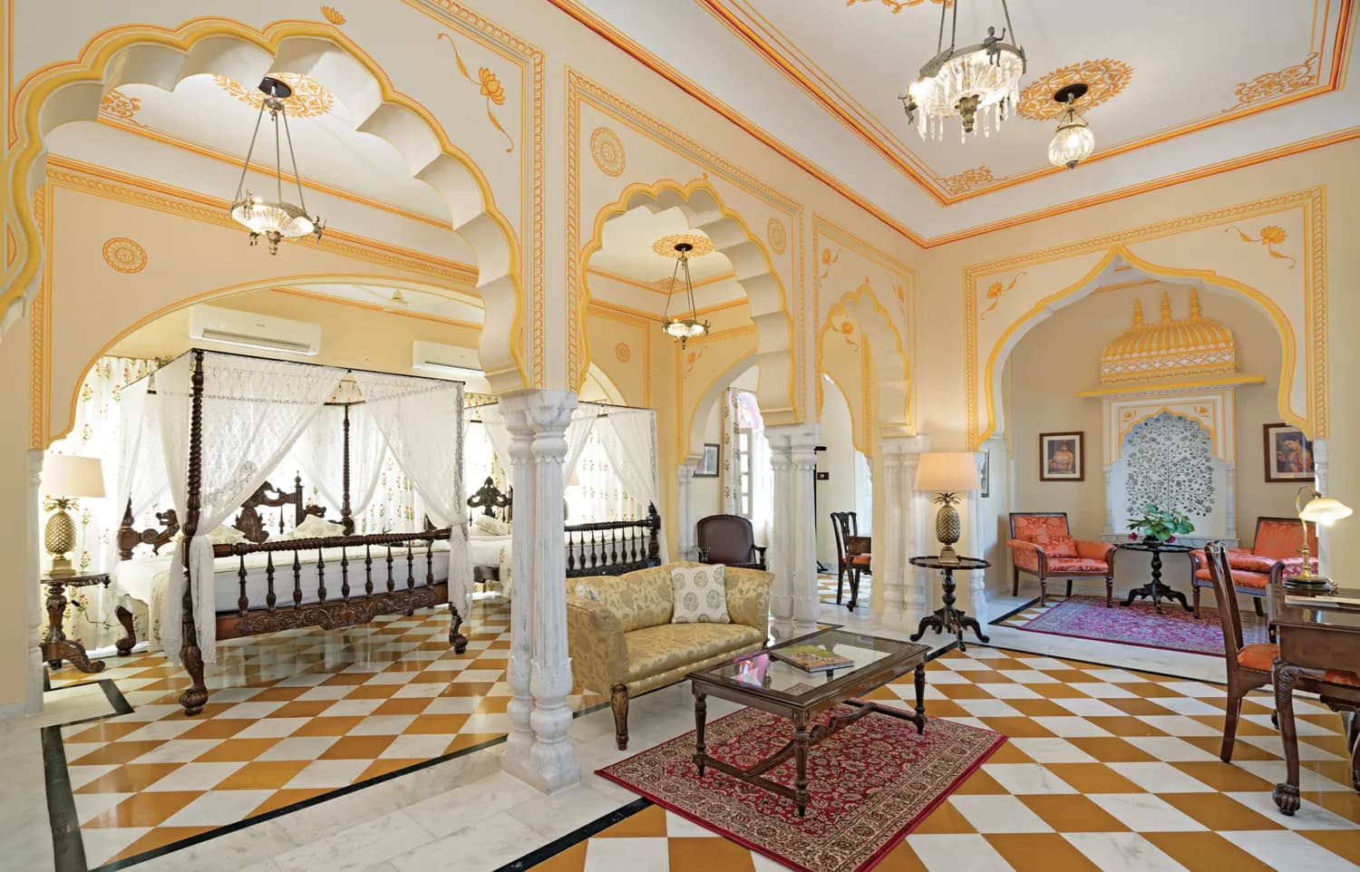 Imperial guest room with individual courtyard overlooking Ranthambore greenery at Nahargarh Ranthambhore