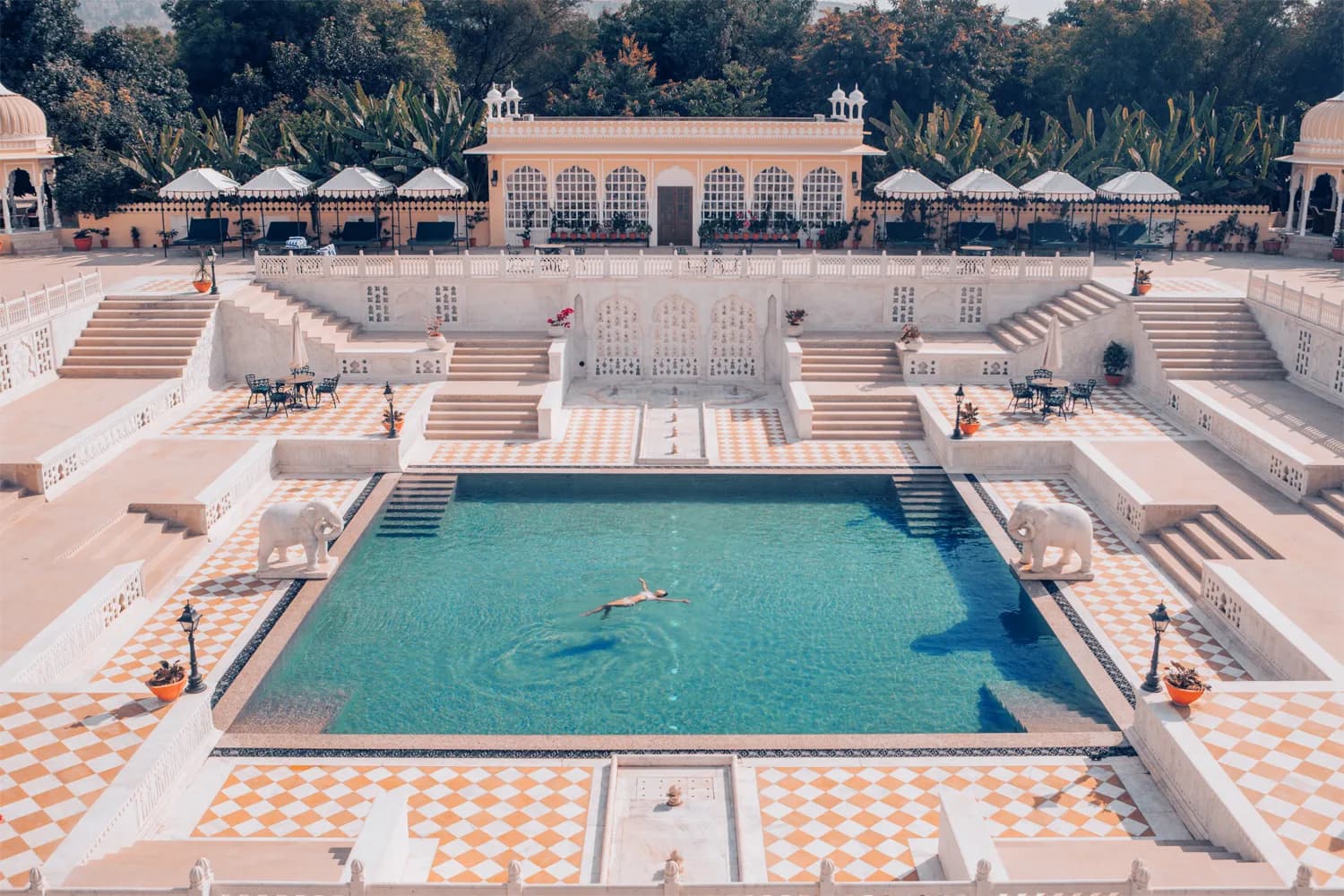 Garden mandap and pheras ceremony setting at Nahargarh Ranthambhore palace estate