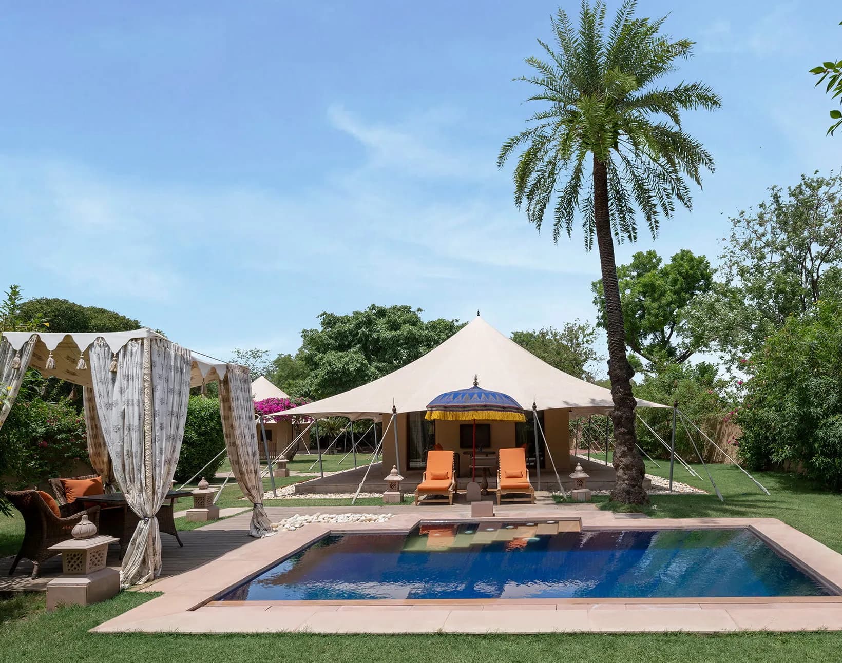 The 308-year-old Shiva temple and landscaped gardens at The Oberoi Rajvilas Jaipur