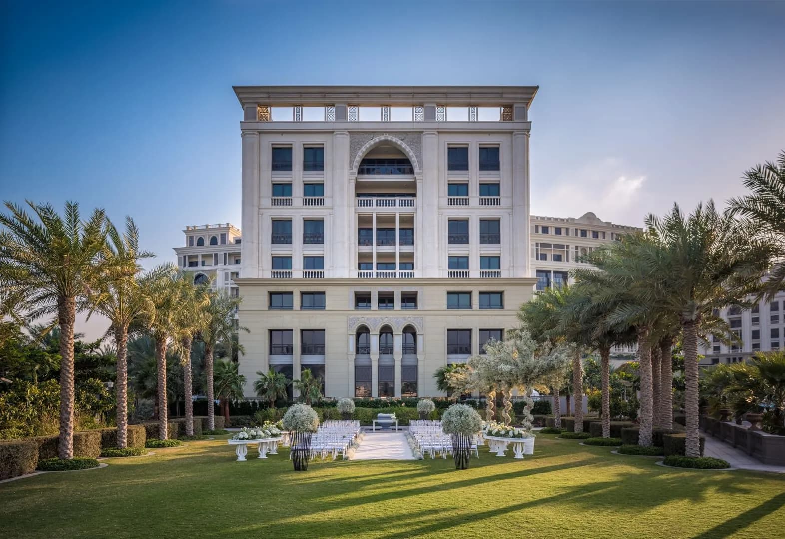 Como Garden outdoor wedding setup at Palazzo Versace Dubai