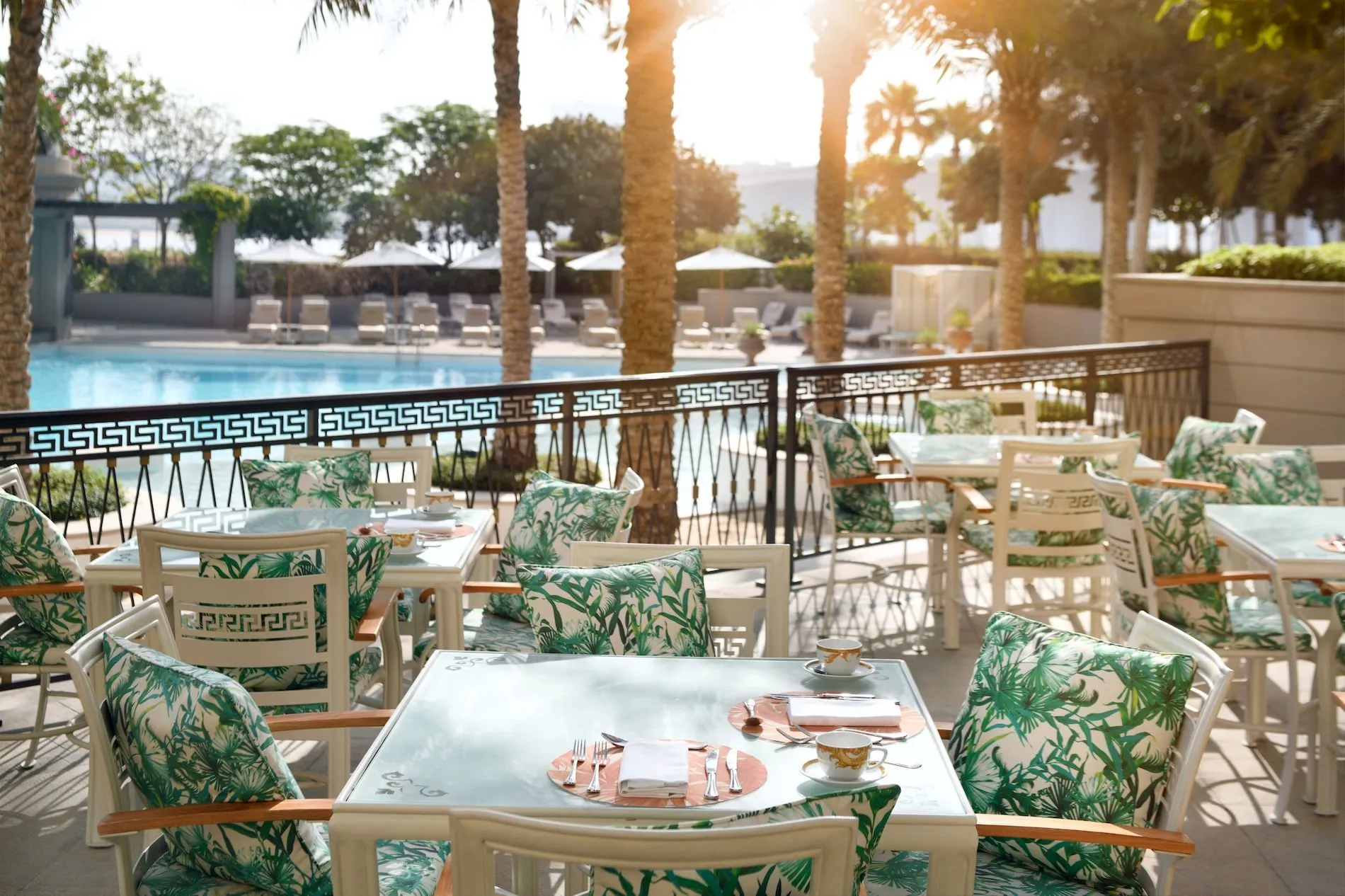 Giardino Terrace outdoor ceremony and sundowner setting at Palazzo Versace Dubai