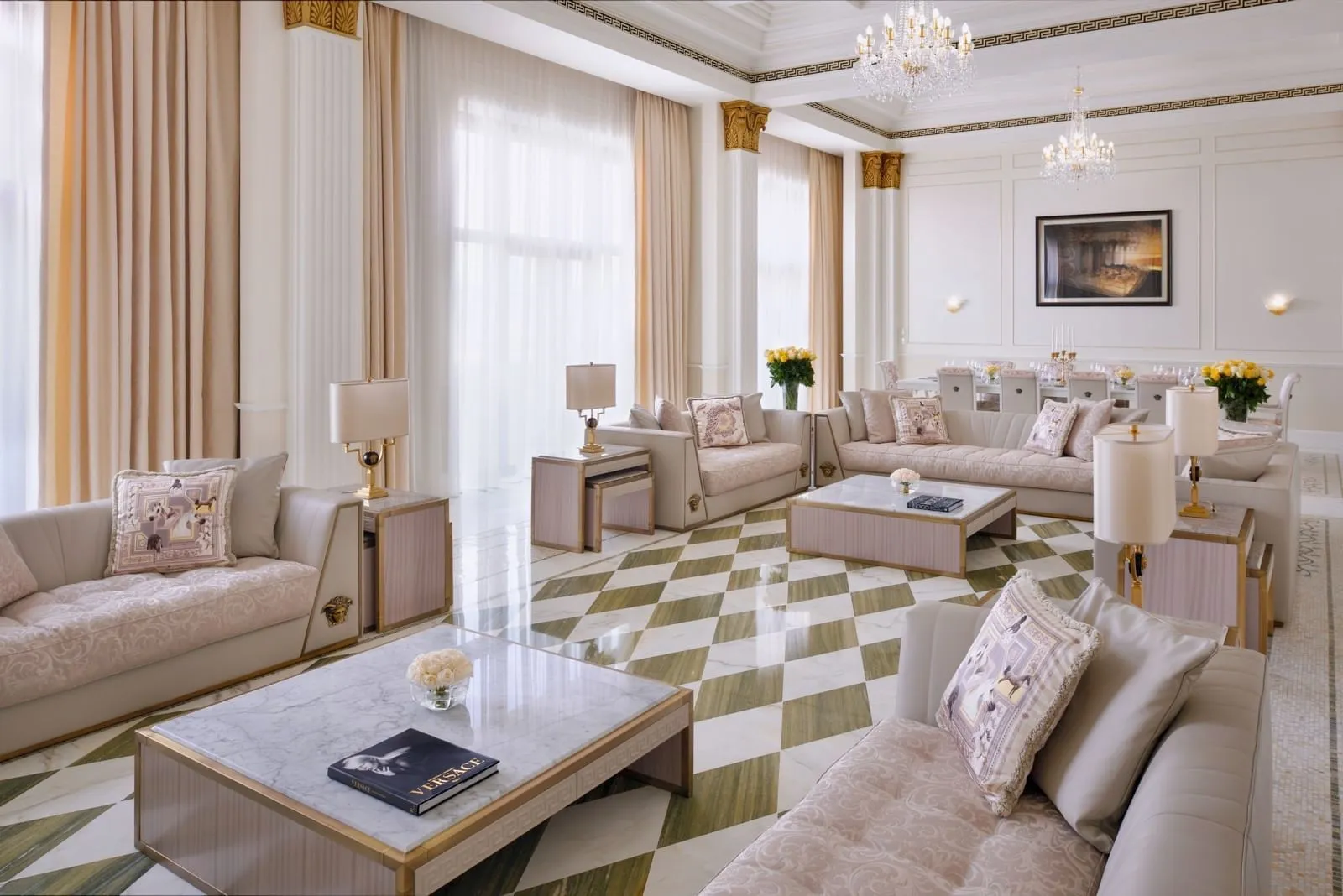 Signature suite living area with Versace styling at Palazzo Versace Dubai