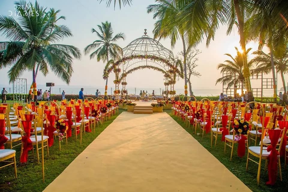 Garden lawn reception setup at Park Hyatt Goa Resort and Spa