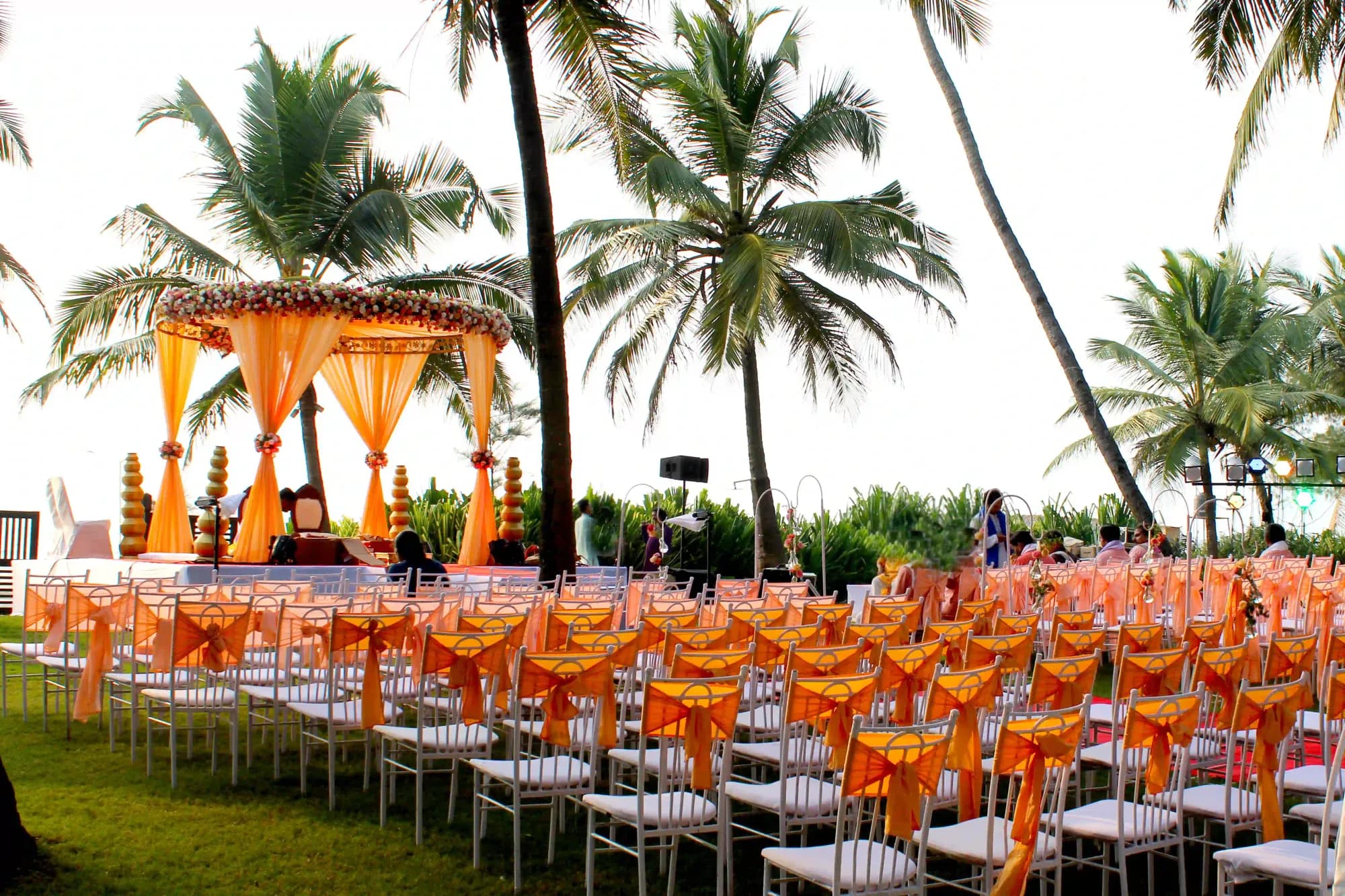 Warm-lit reception setup at Planet Hollywood Beach Resort Goa