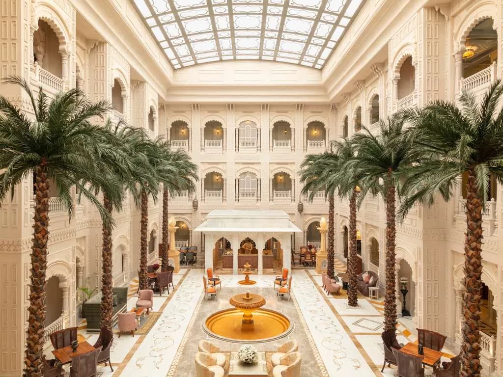 Safir indoor lounge and intimate dining setting at Raffles Jaipur
