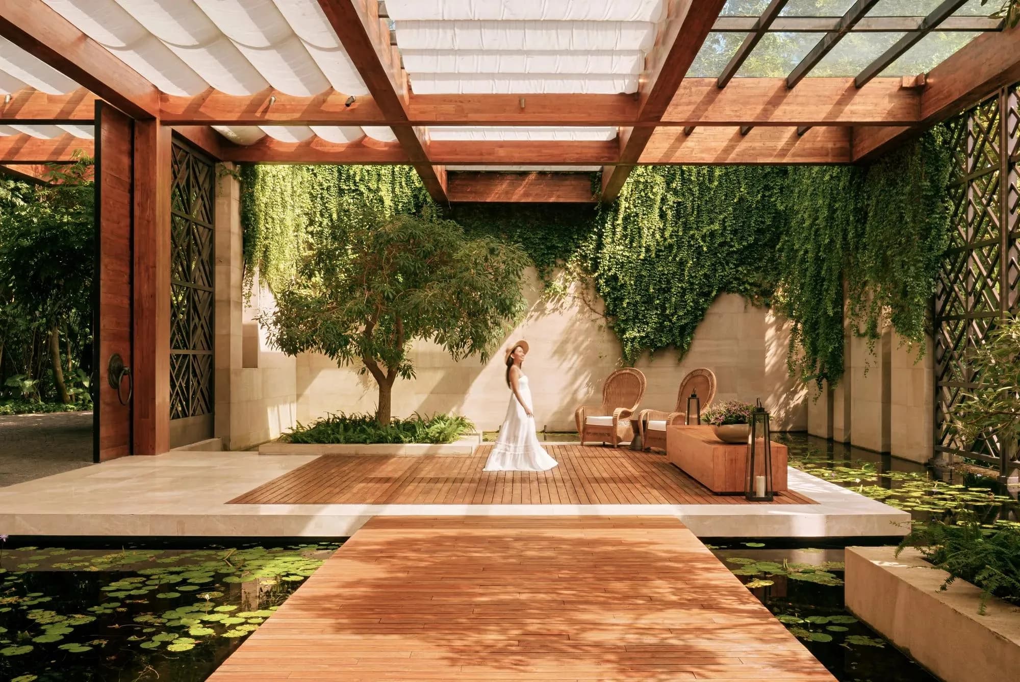 Rosewood Phuket resort lobby and arrival area overlooking Emerald Bay, Phuket Thailand