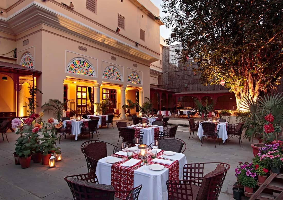 Royal Rajasthani thali fine dining and heritage hospitality at Samode Haveli Jaipur