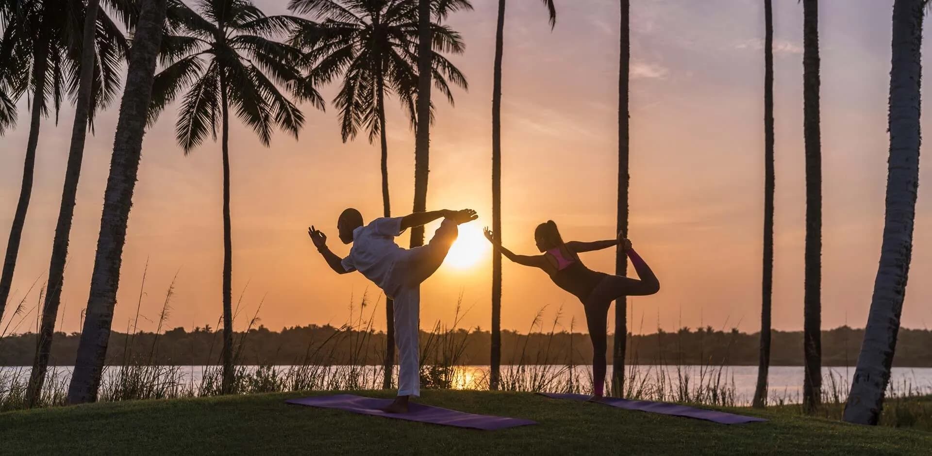 Outdoor yoga and wellness hospitality setting at Shangri-La Hambantota resort, Sri Lanka
