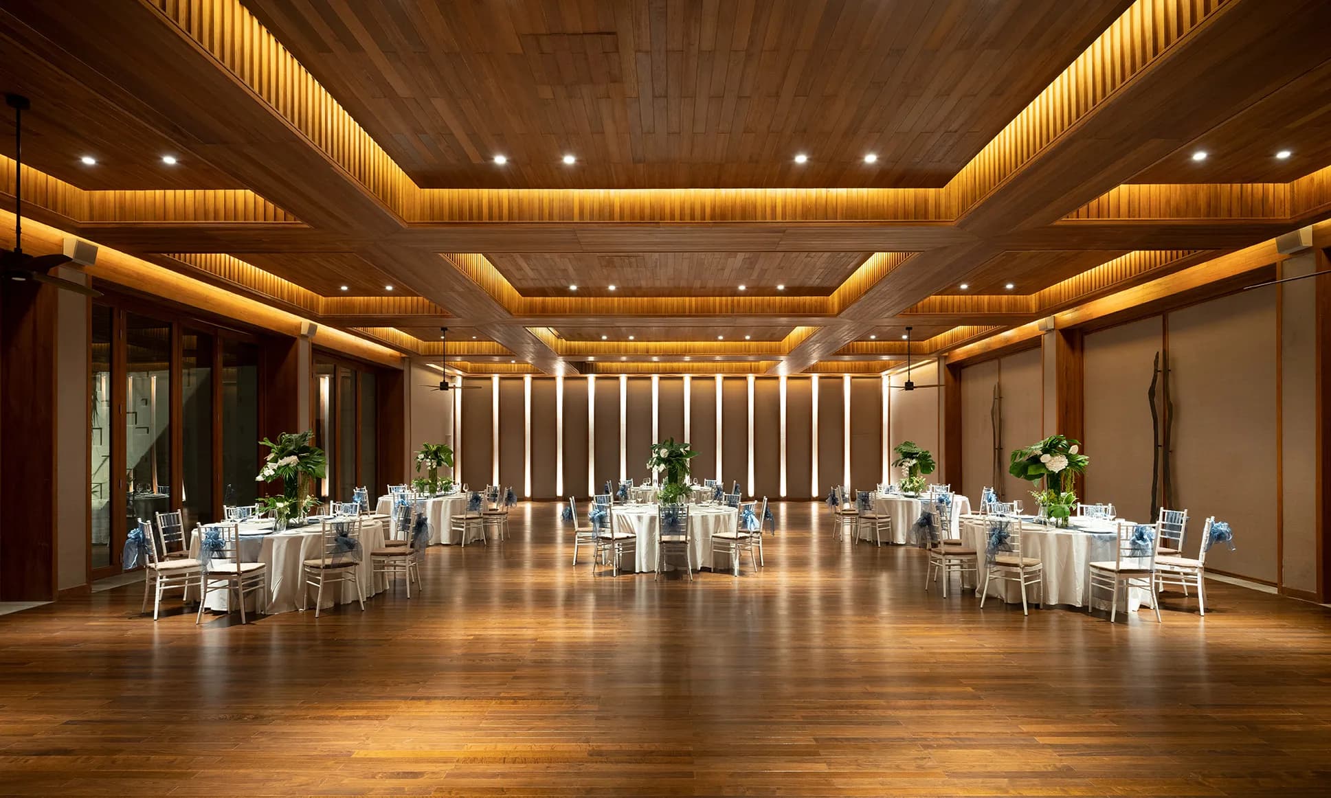 Aarunya Ballroom set for a formal dinner reception at Six Senses Uluwatu Bali