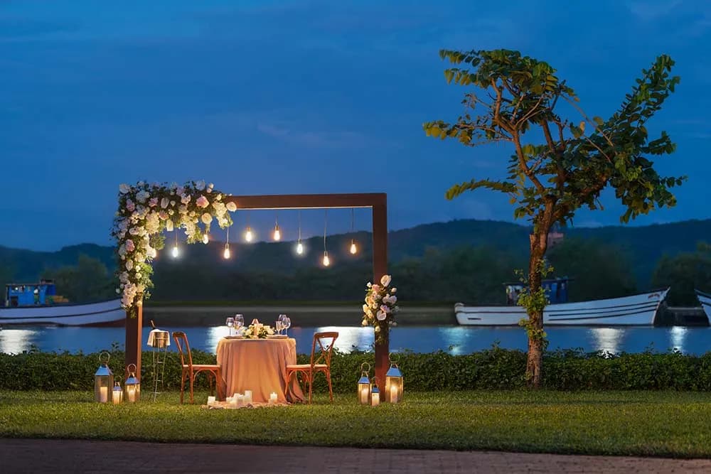 Great Lawn reception setup at The St. Regis Goa Resort in South Goa