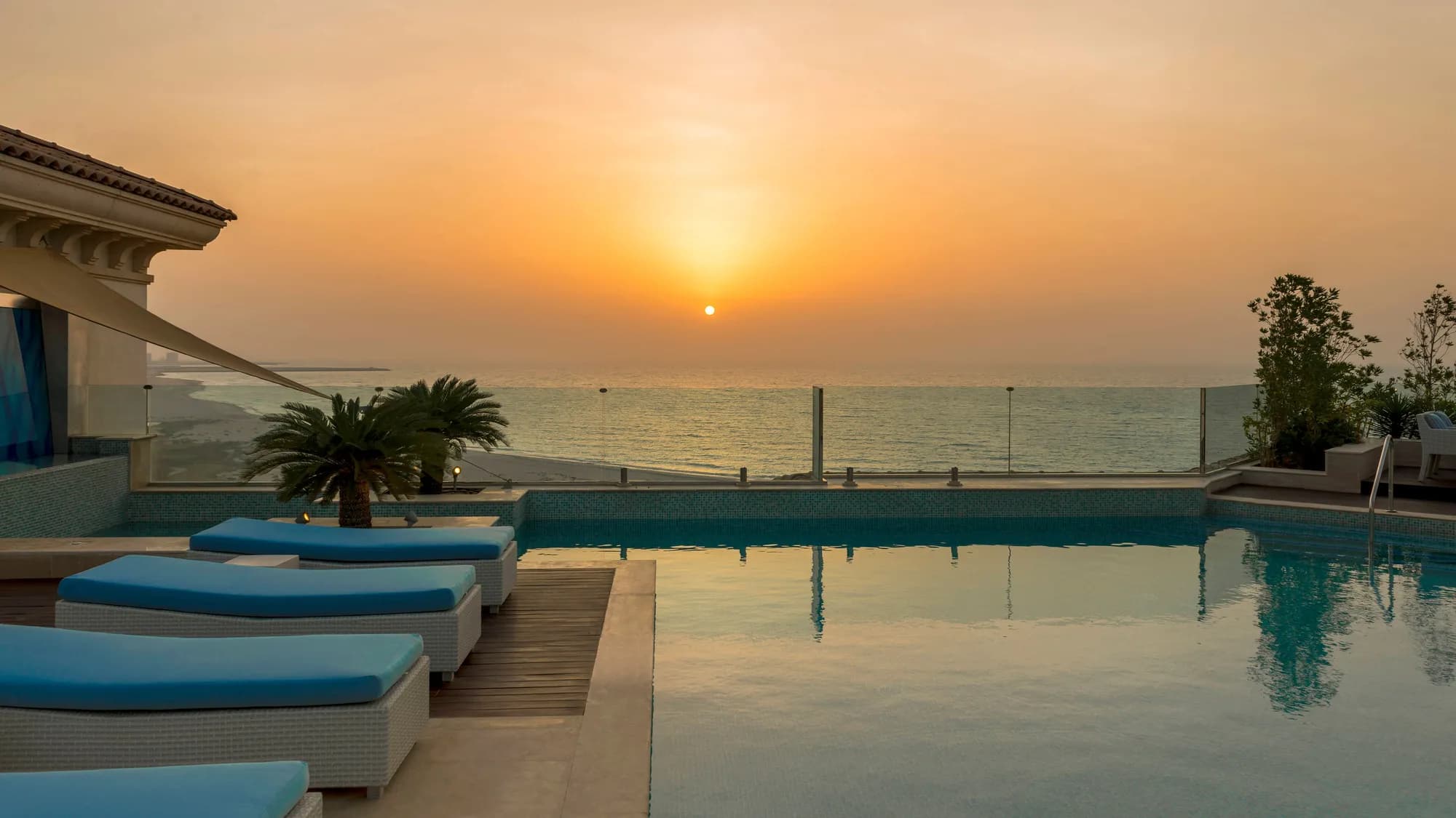 Resort pool terrace overlooking the Arabian Gulf at The St. Regis Saadiyat Island Resort, Abu Dhabi
