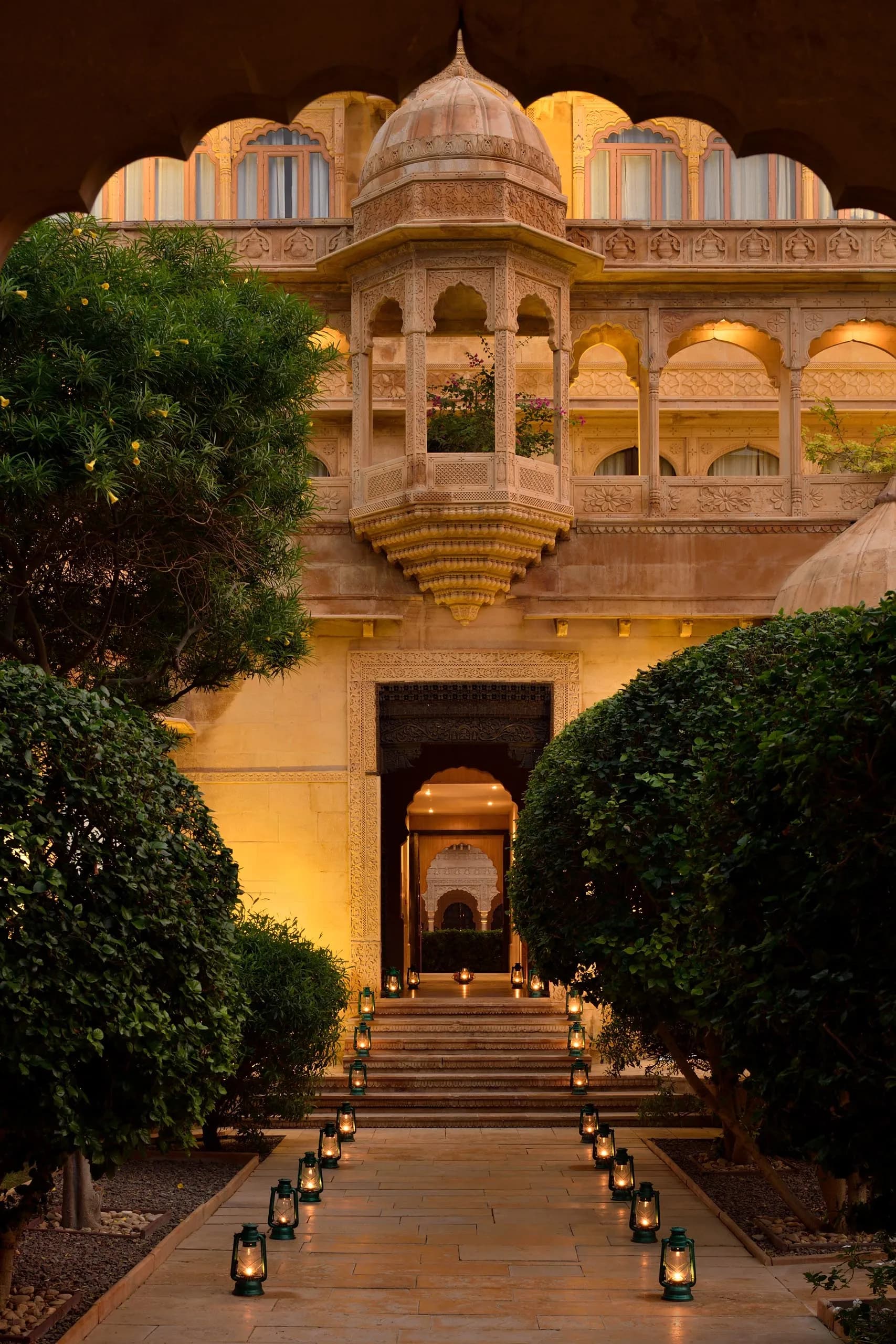 Fort courtyard mandap and pheras ceremony setting at Suryagarh Jaisalmer