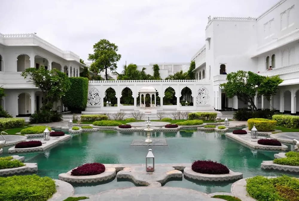 Heritage marble banquet hall interior at Taj Lake Palace, Udaipur