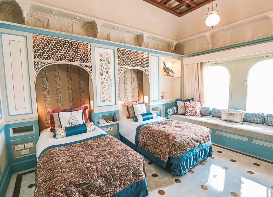 Royal lake-view suite with heritage interiors at Taj Lake Palace, Udaipur