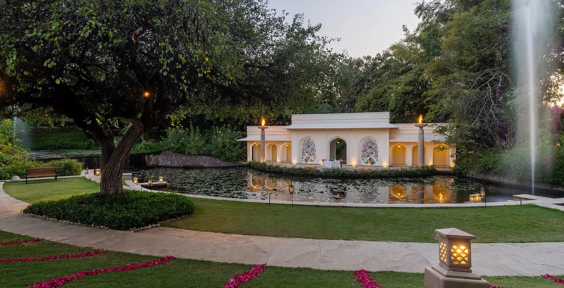 Outdoor celebration and events setting at The Oberoi Vanyavilas Wildlife Resort, Ranthambore