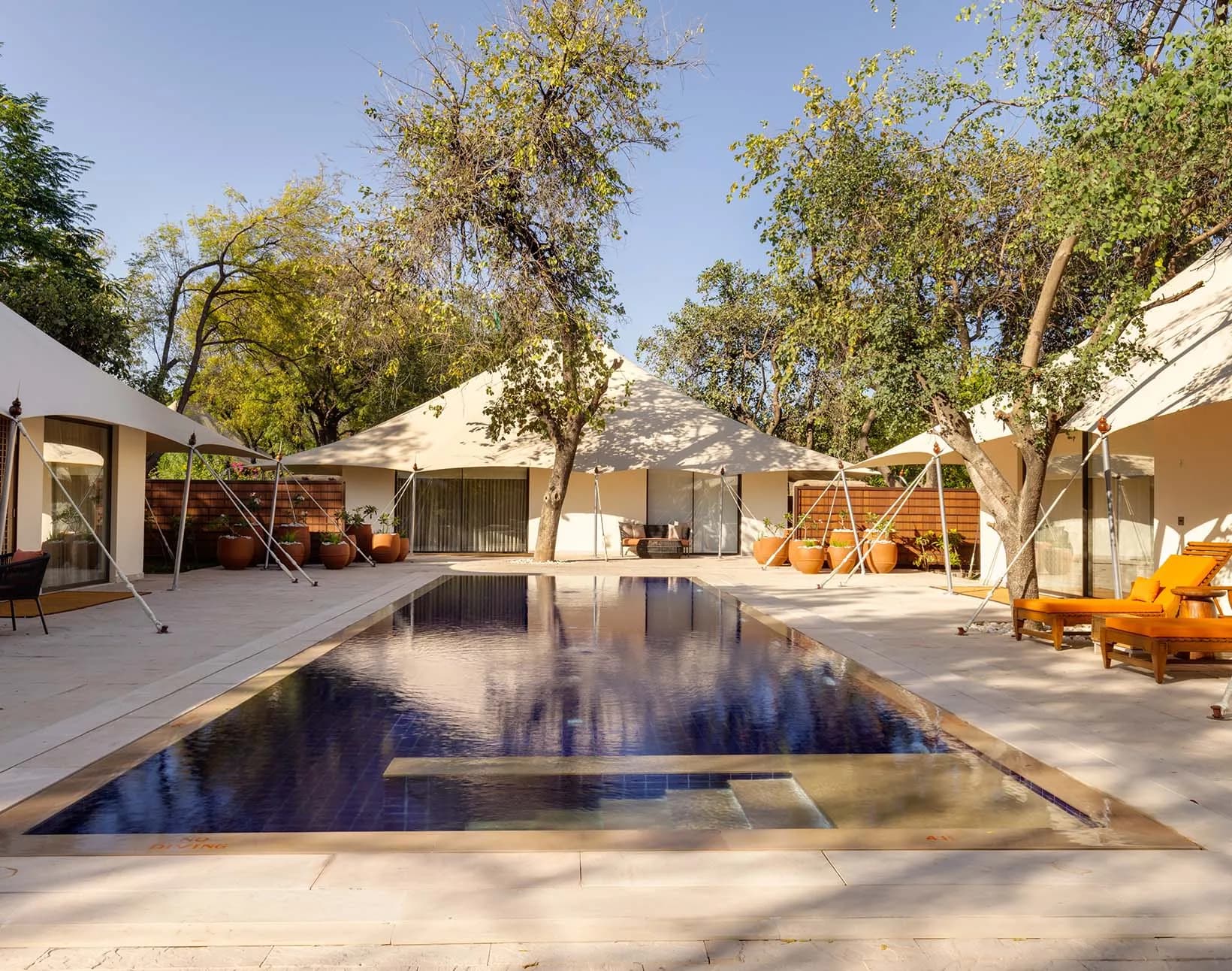 Family suite with private plunge pool and al-fresco seating at The Oberoi Vanyavilas Ranthambore
