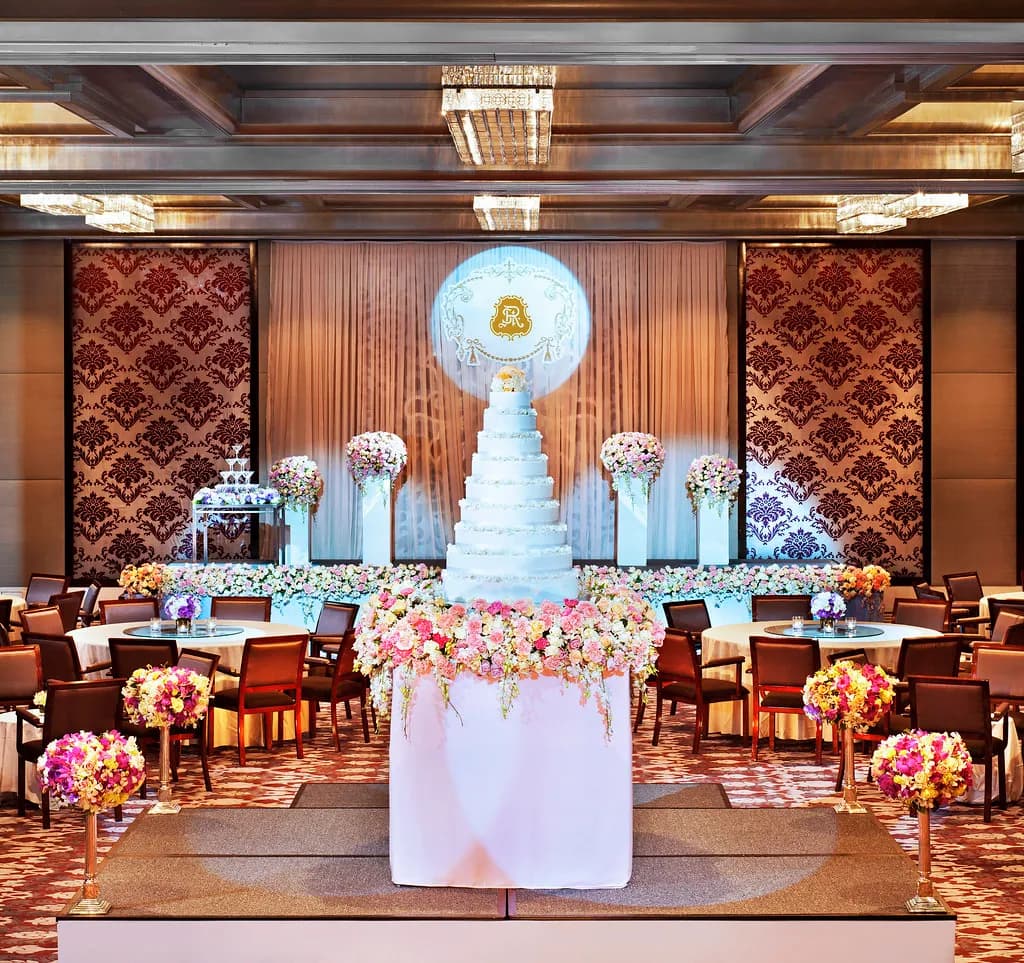 Astor Ballroom cocktail and pre-function setting for a sangeet celebration at The St. Regis Bangkok