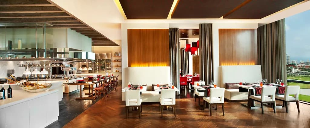 Viu restaurant interior and city views by the Sky Lobby at The St. Regis Bangkok
