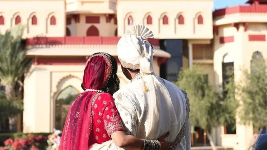 Outdoor lawn reception setup at The Ummed Jodhpur palace resort, Jodhpur
