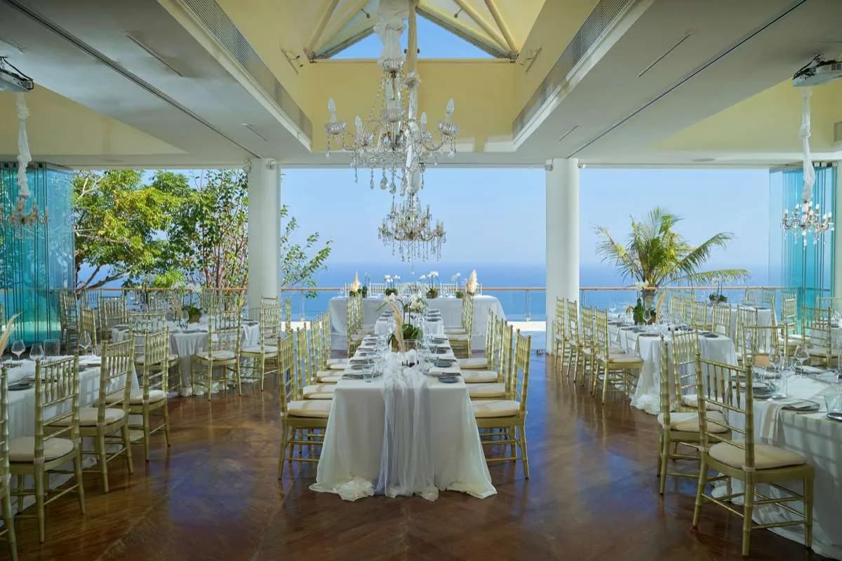 Heaven Room cliffside wedding reception dinner at Tirtha Uluwatu, Bali