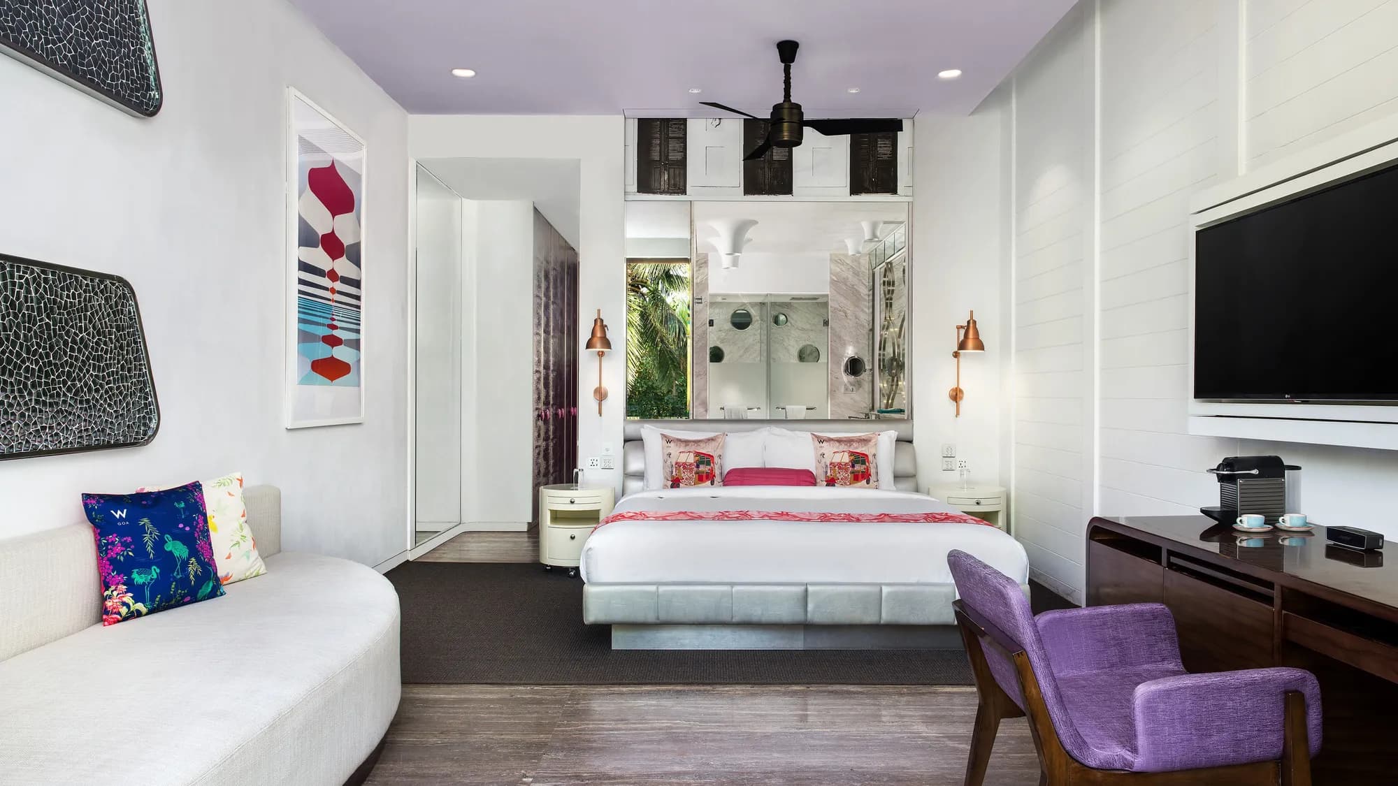 Guest room with contemporary design at W Goa, Vagator