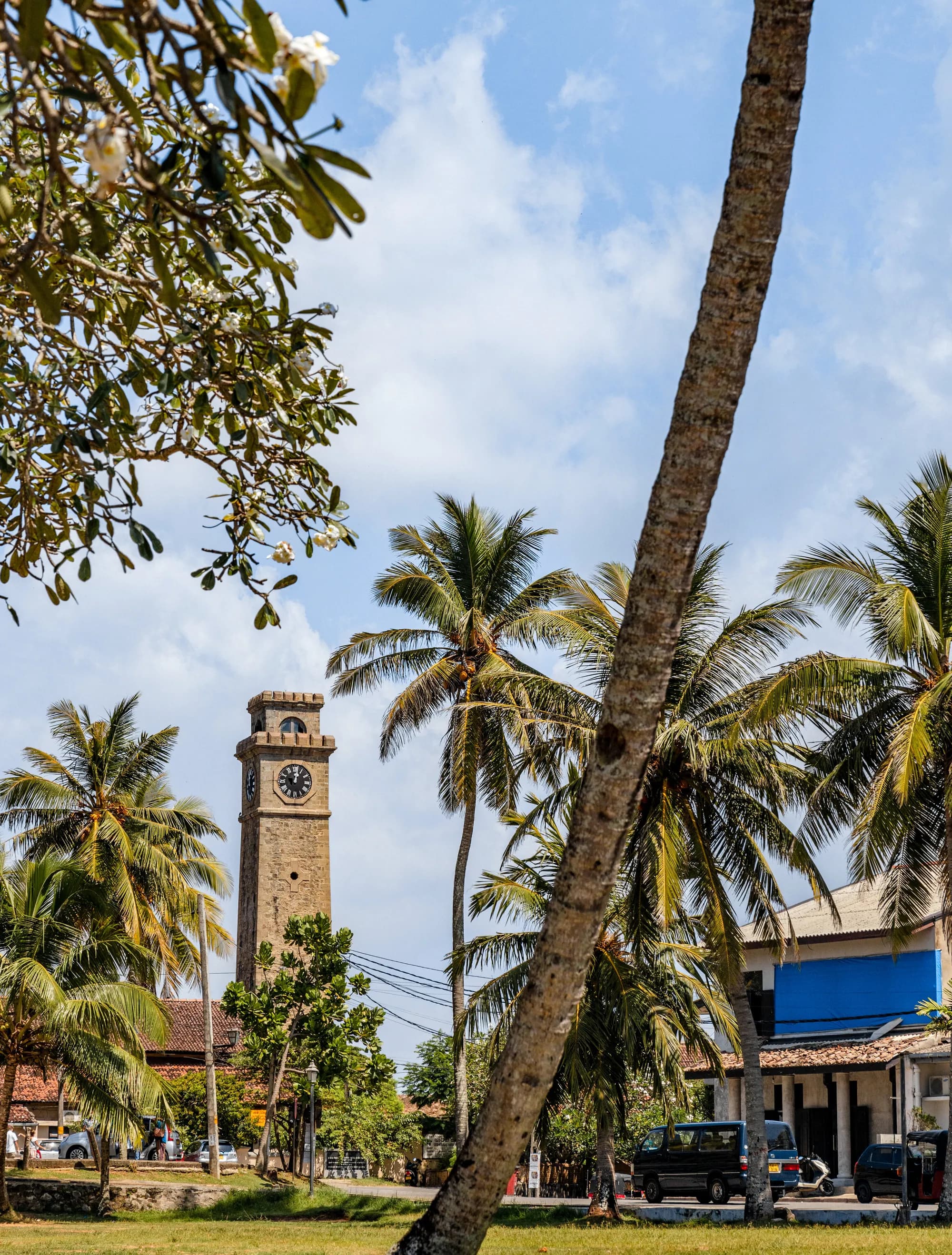 Cream colonial facade and terracotta roof of Amangalla inside the Dutch Galle Fort, Sri Lanka