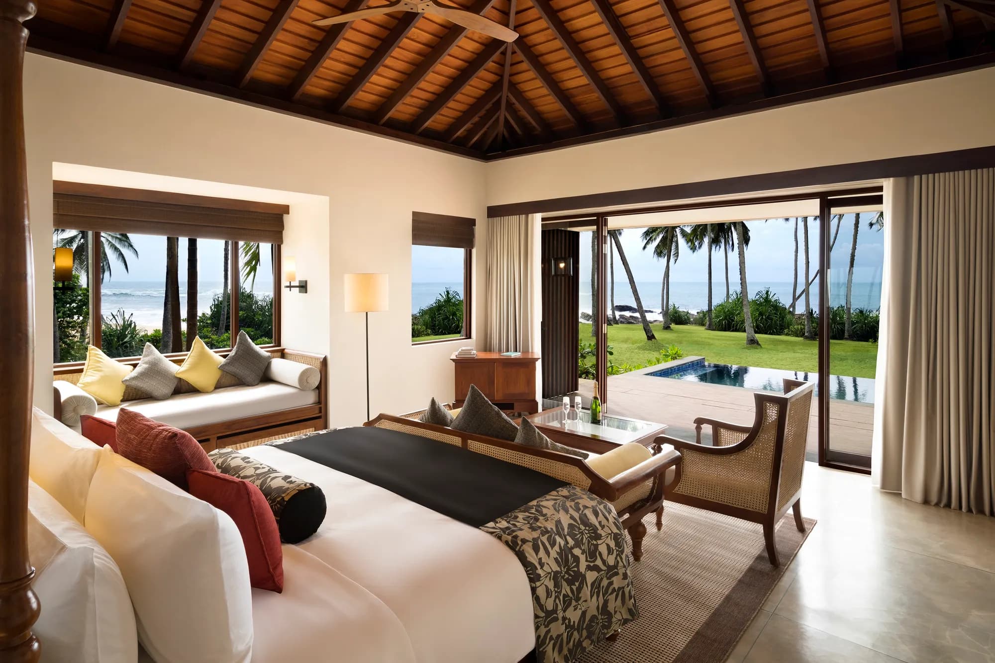 Spacious beach villa interior with ocean views at Anantara Peace Haven Tangalle Resort, Sri Lanka