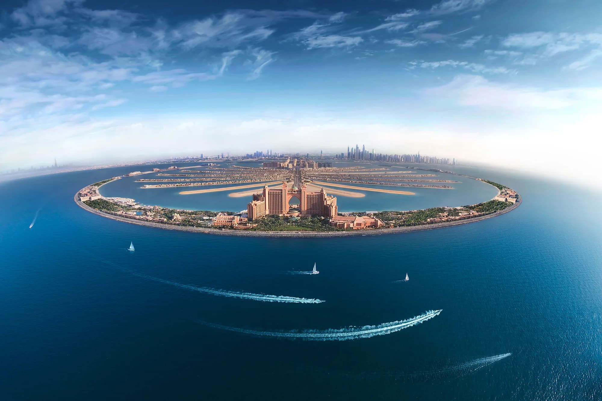 Aerial view of Atlantis The Palm resort on Palm Jumeirah Dubai