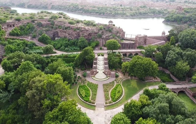 Open orchard garden lawn event space for large functions at Bal Samand Lake Palace Jodhpur