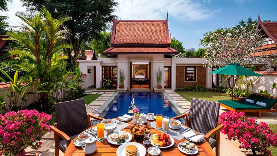 Grand lagoon and open lawn at Banyan Tree Phuket, the signature lagoon-side wedding setting, Thailand